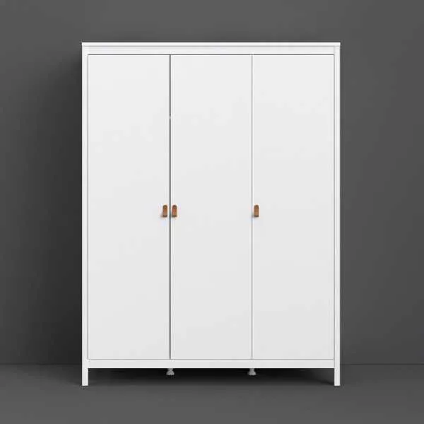 Large White Triple 3 Door Tall Wardrobe 150cm Wide