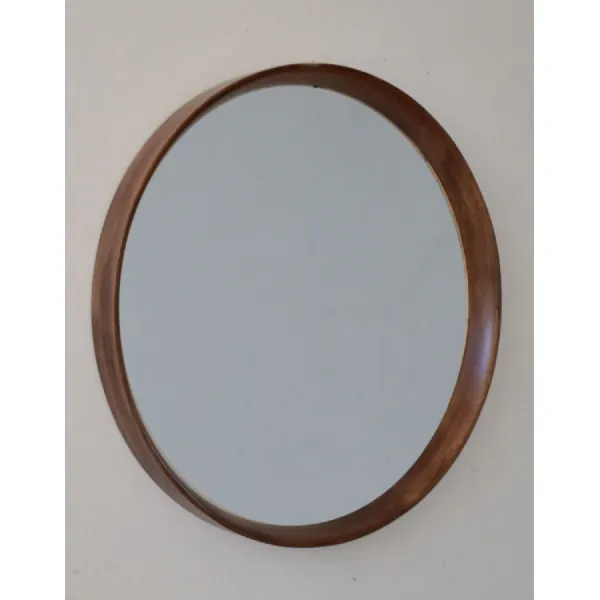 Extra Large Round Oak Wood Framed Dovetail Wall Mirror