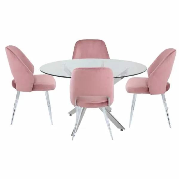 130cm Blush Pink Round Dining Set