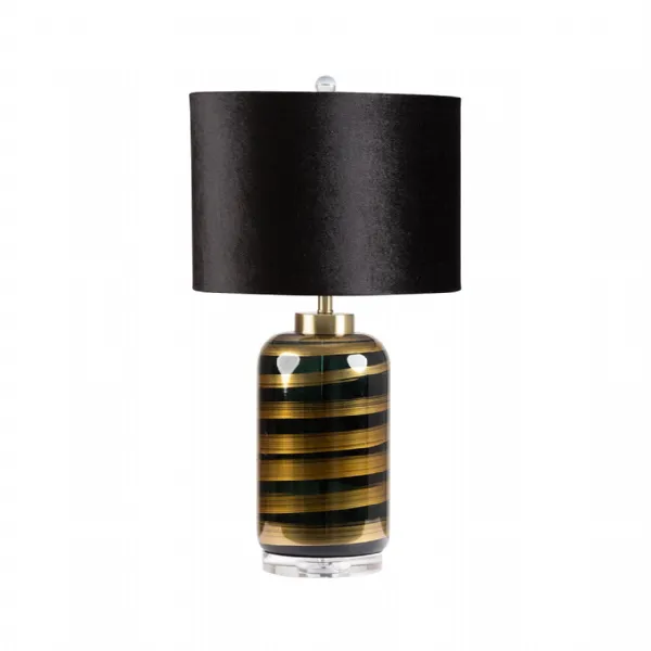 66cm Black And Gold Stripes Glass Table Lamp