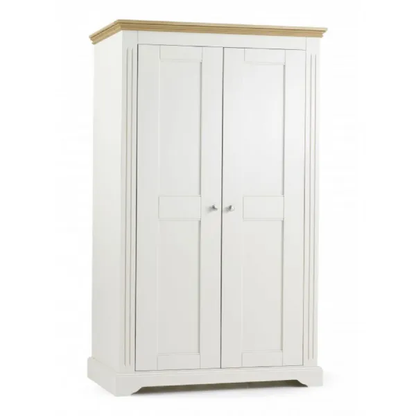 Painted and Solid Oak Profiled Top 2 Door Wide Wardrobe