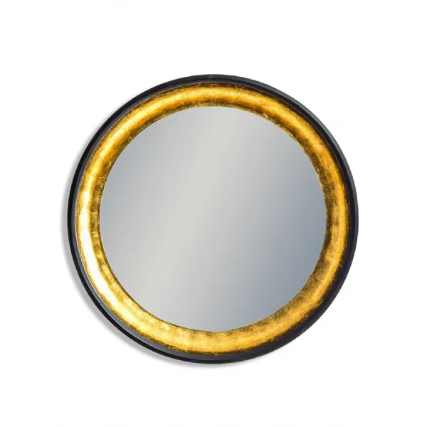 Black And Gold Round Wall Mirror With Led Lighting