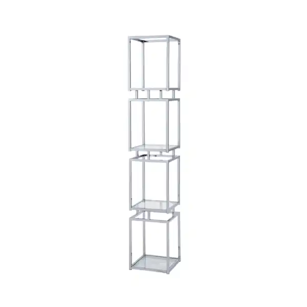 Logan 165. 5cm Chrome And Glass 4 Tiered Square Display Unit