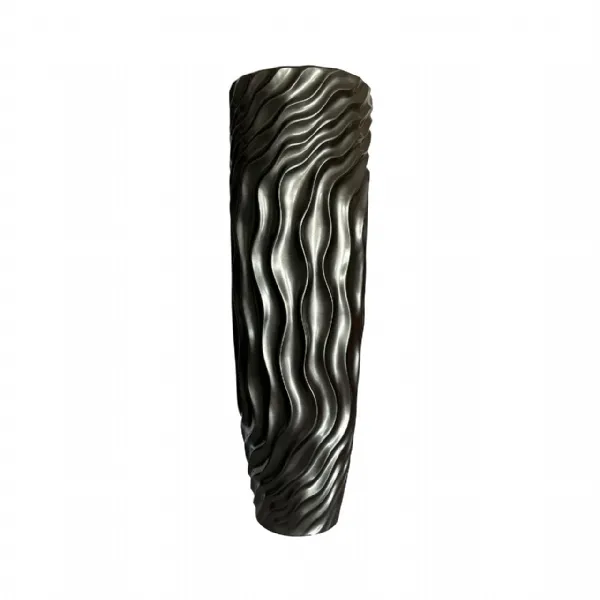 120cm Shiny Pearl Grey Ripples Design Polyresin Vase