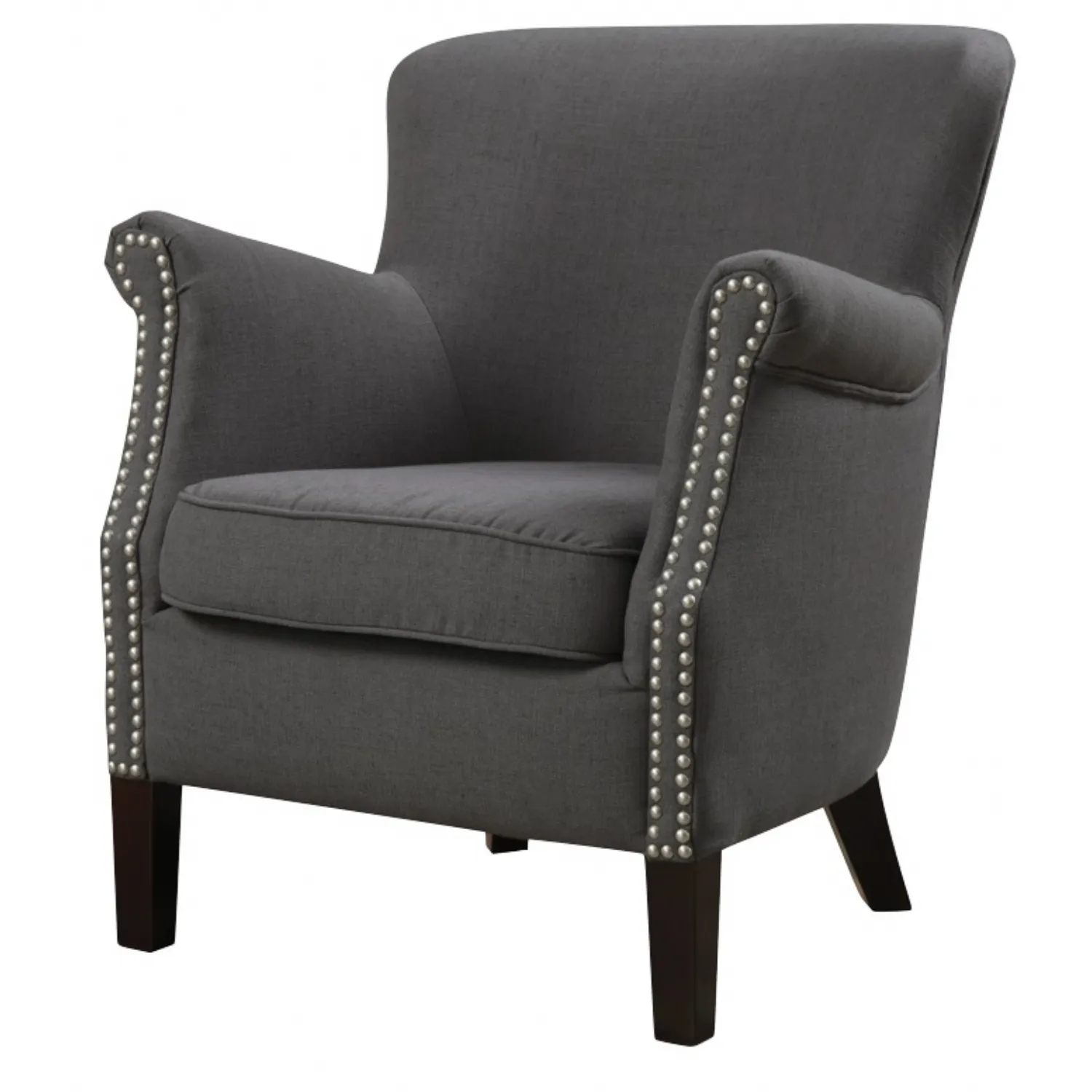 Charcoal Linen High Back Accent Chair