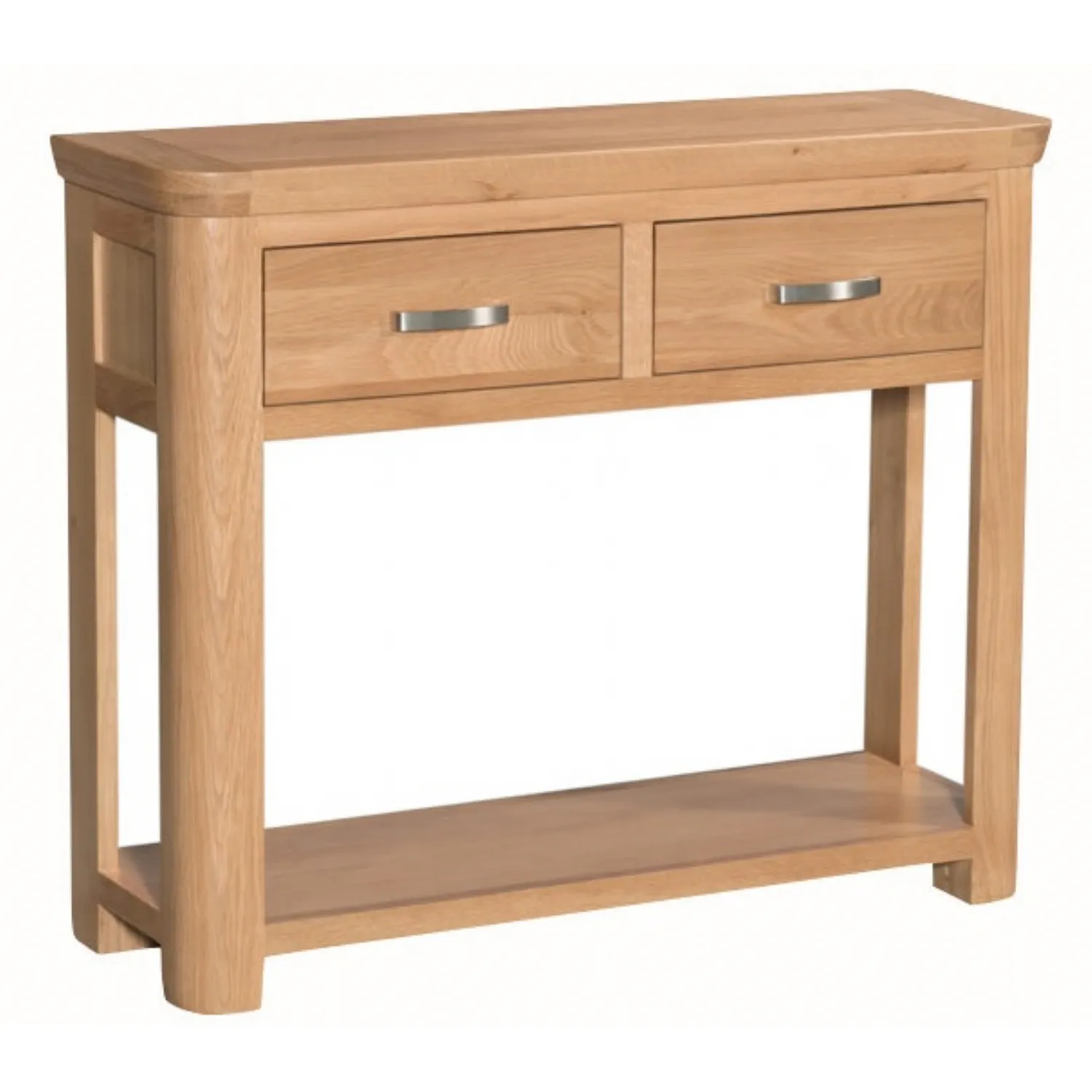 Solid Oak 2 Drawer Console Table