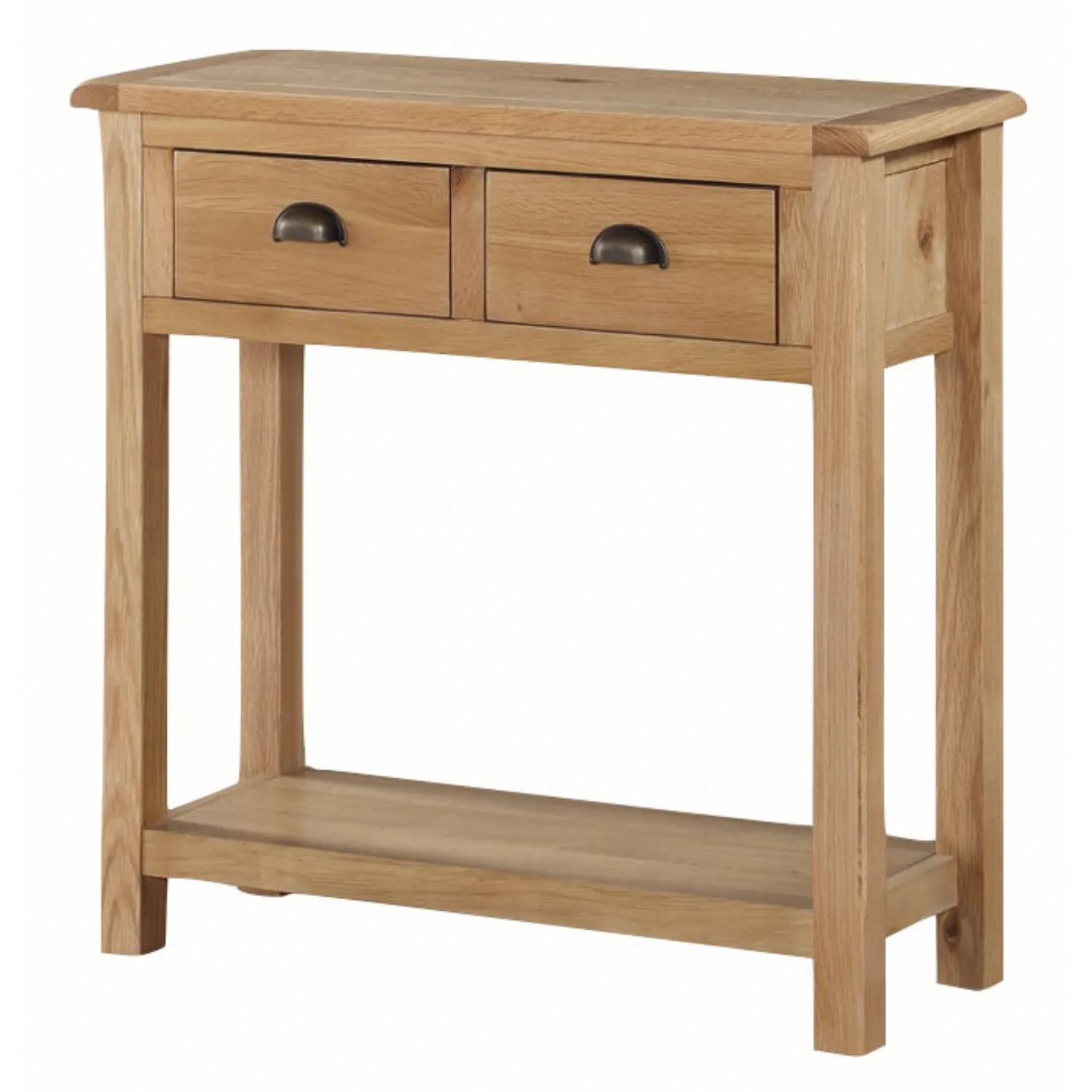 Rustic Solid Oak 2 Drawer Console Table