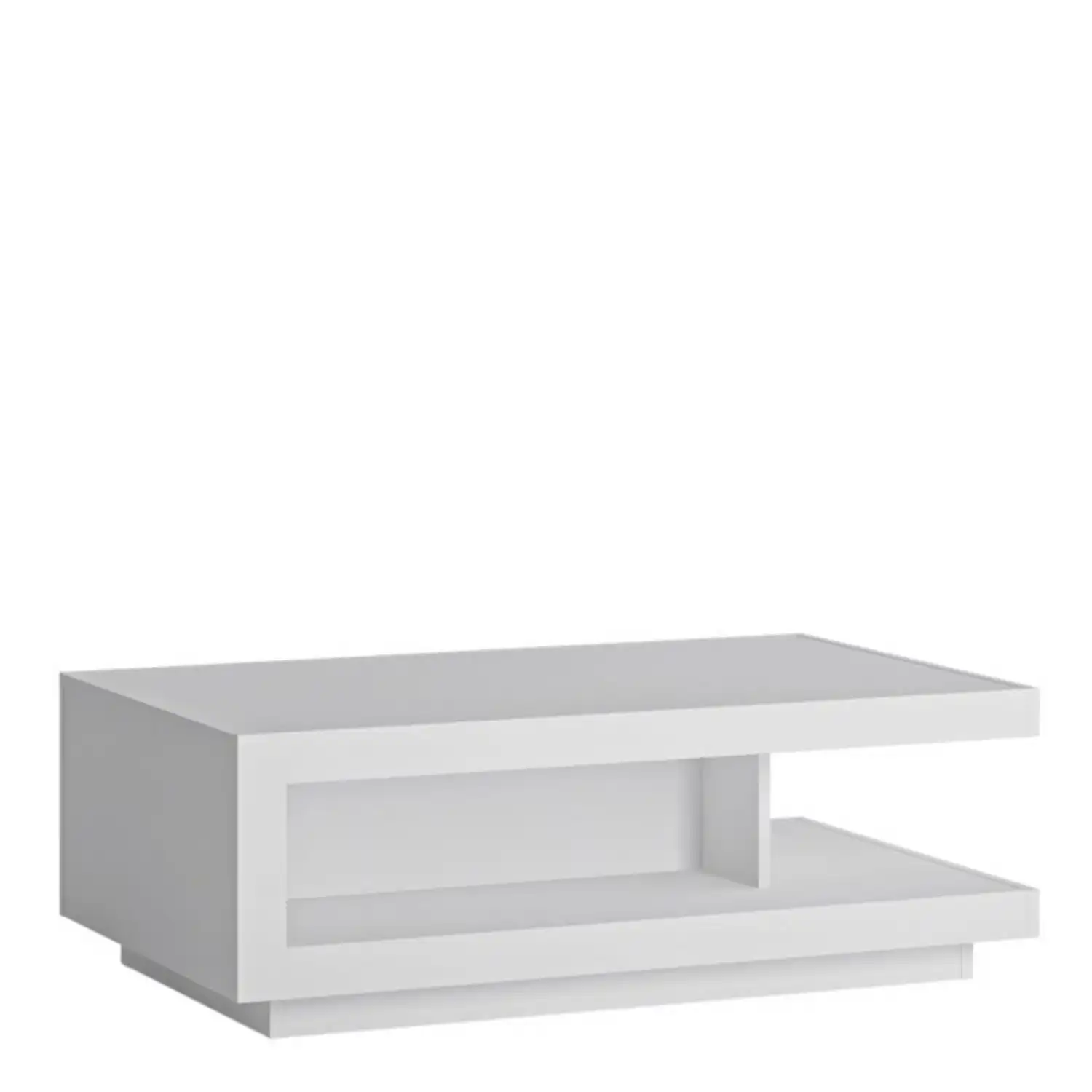 White and High Gloss Designer Coffee Centre Table with Shelving