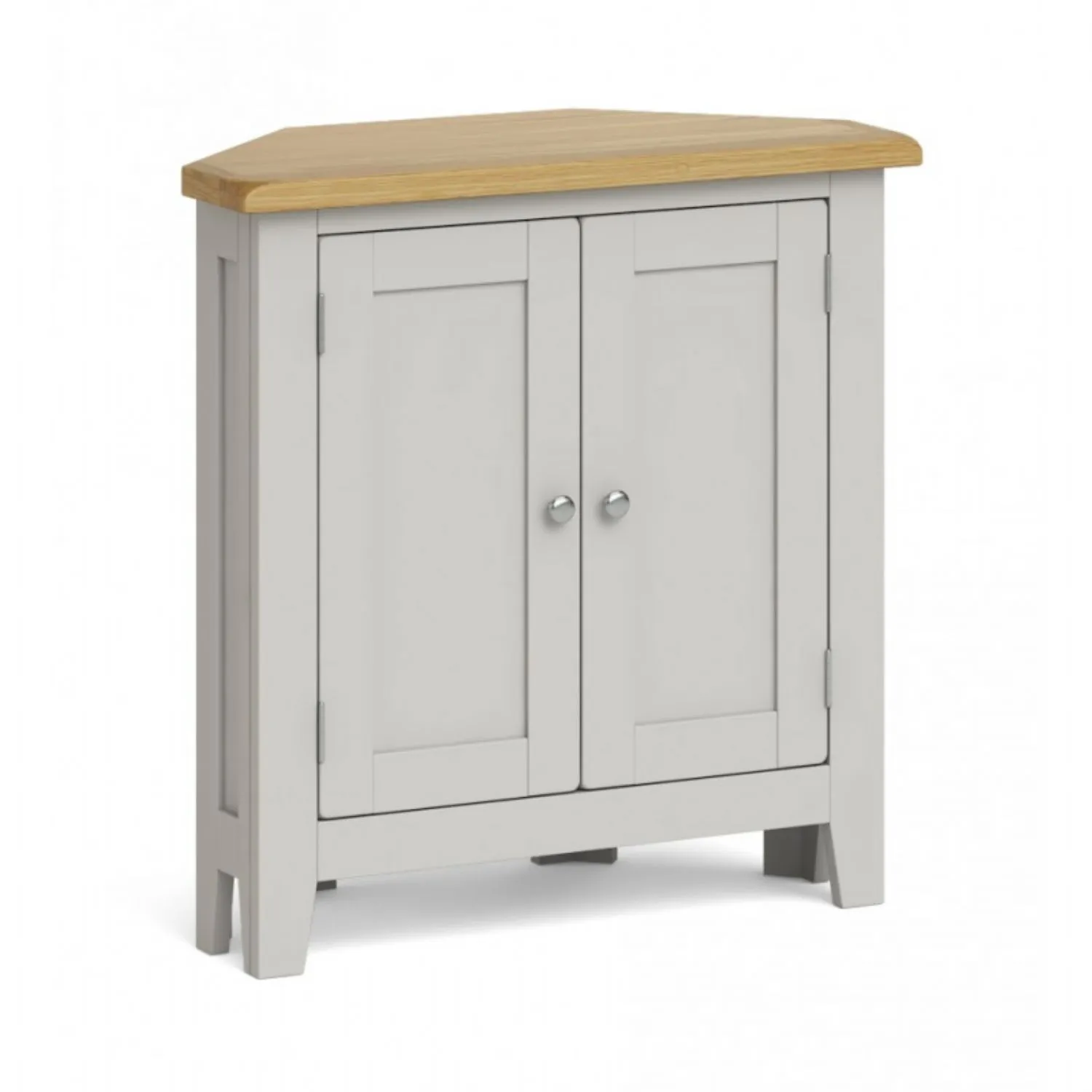 Solid Oak and Grey Painted Low Corner Cupboard