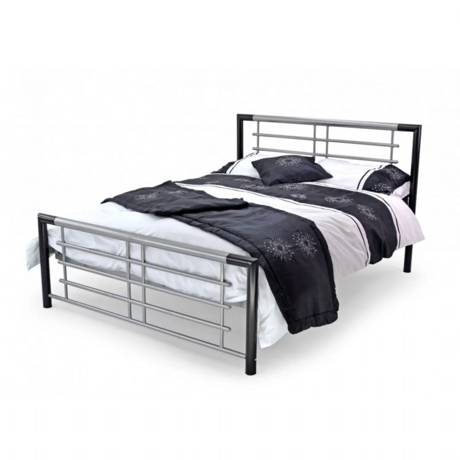 Black and Silver Mesh Based Metal Bed 4ft 6 Double