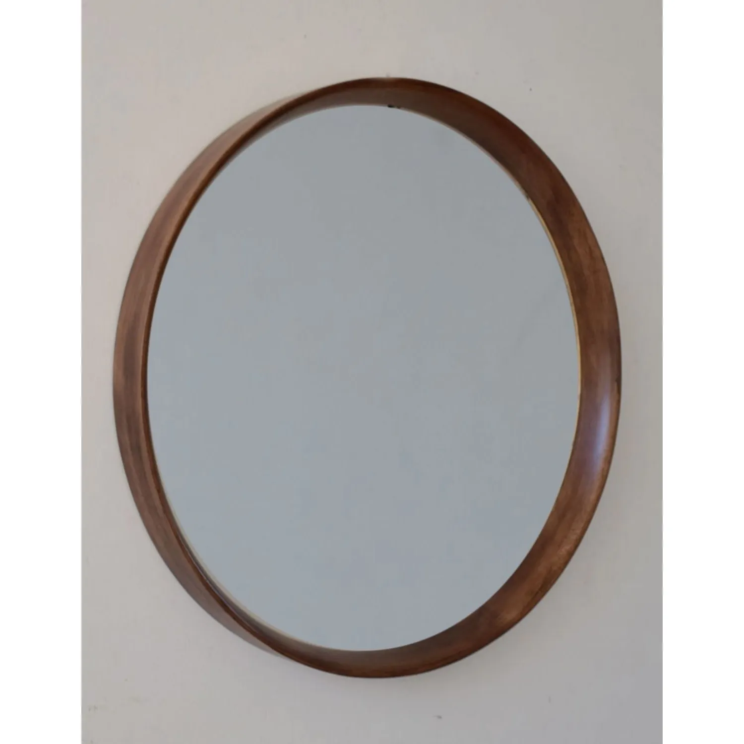 Extra Large Round Oak Wood Framed Dovetail Wall Mirror