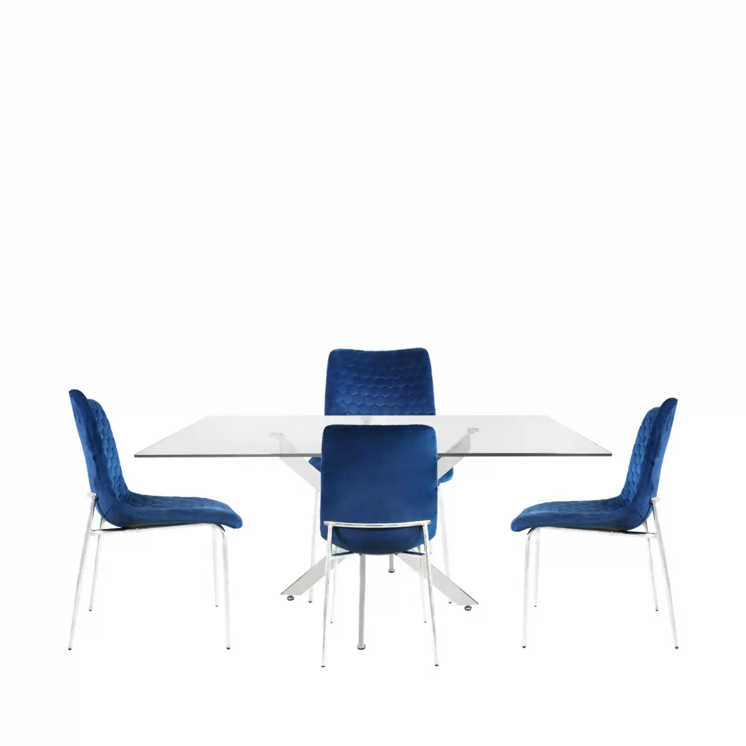 Nova 160cm Rectangular Dining Table And 4 Blue Chairs