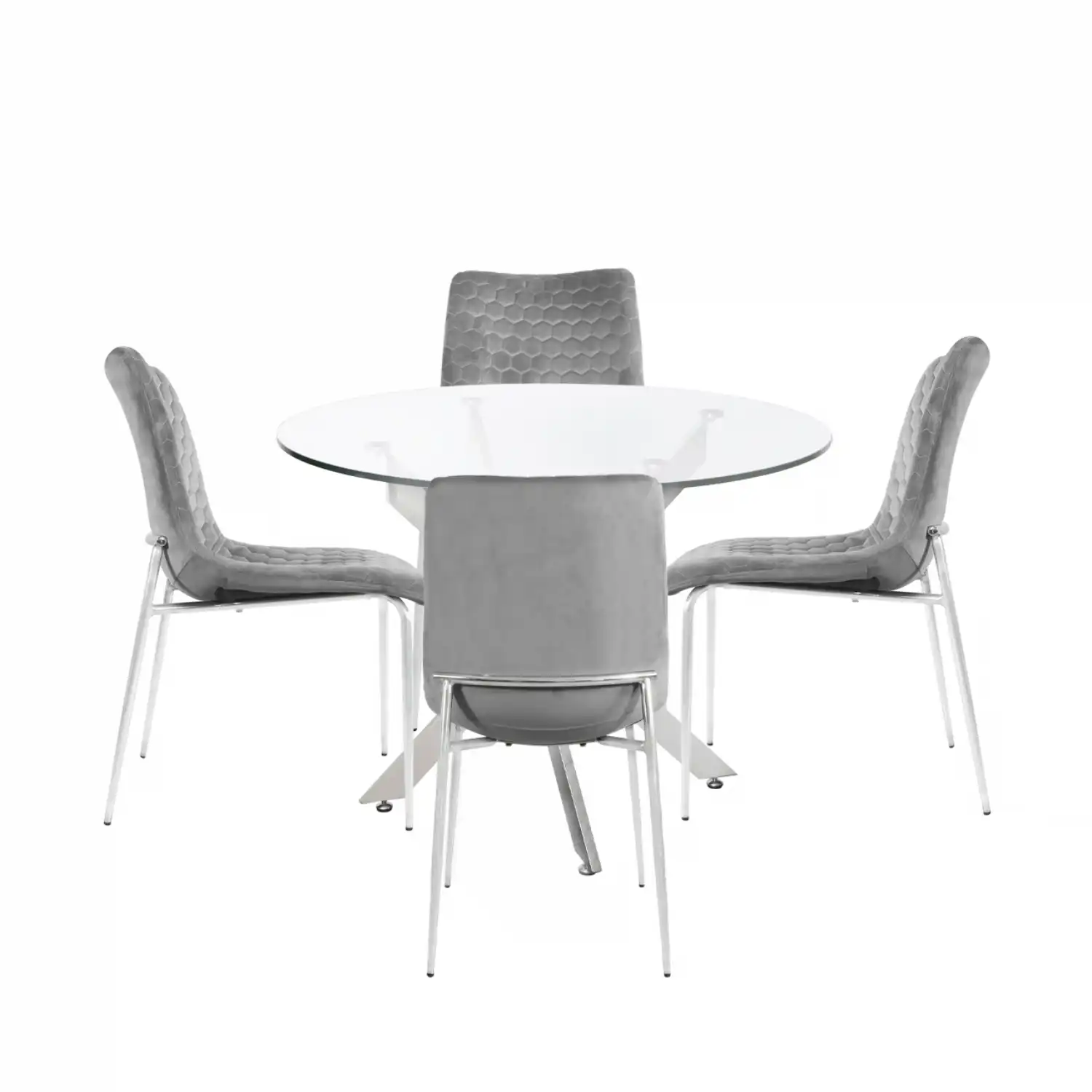 Nova 100cm Round Dining Table And 4 Grey Chairs