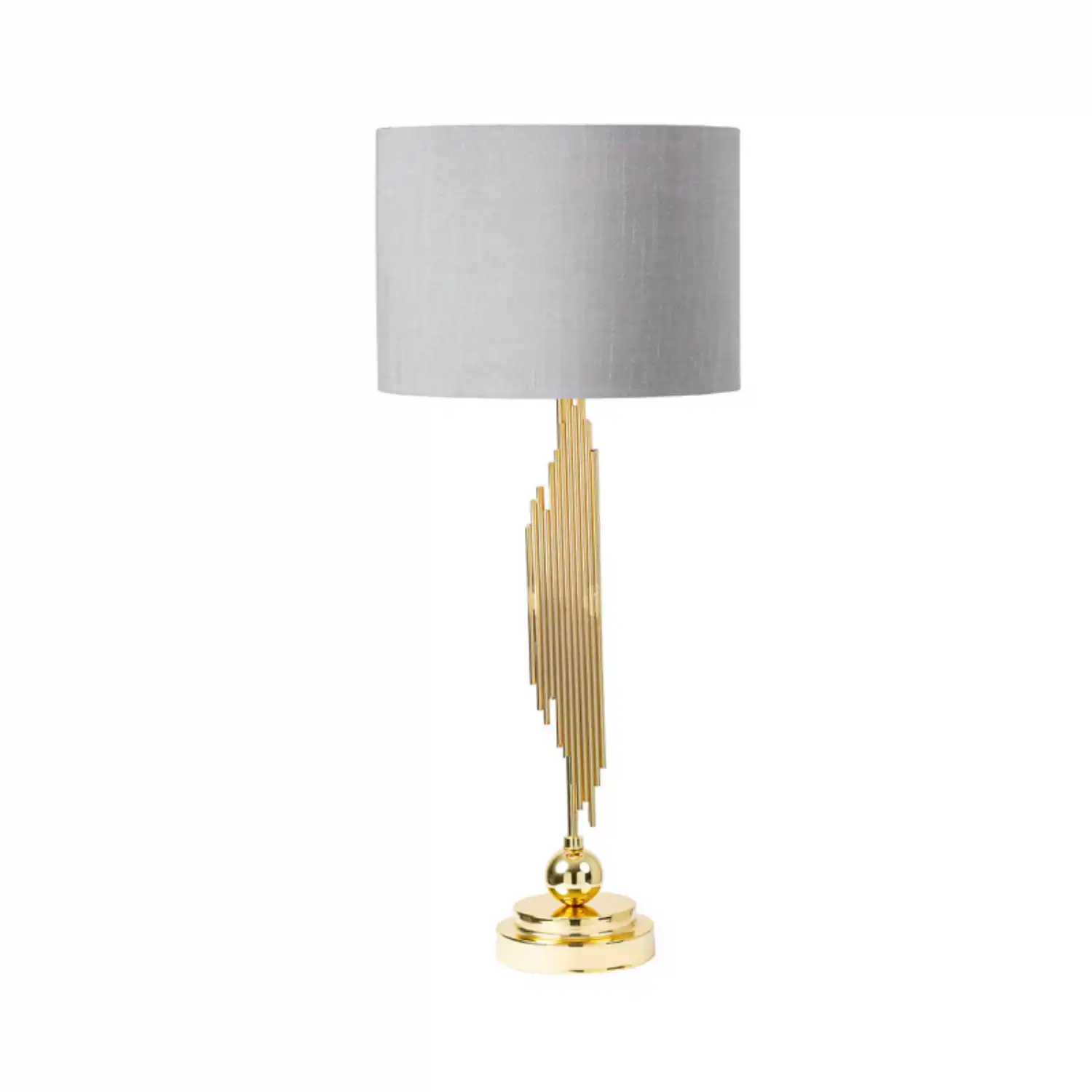 Gold Table Lamp Grey Shade
