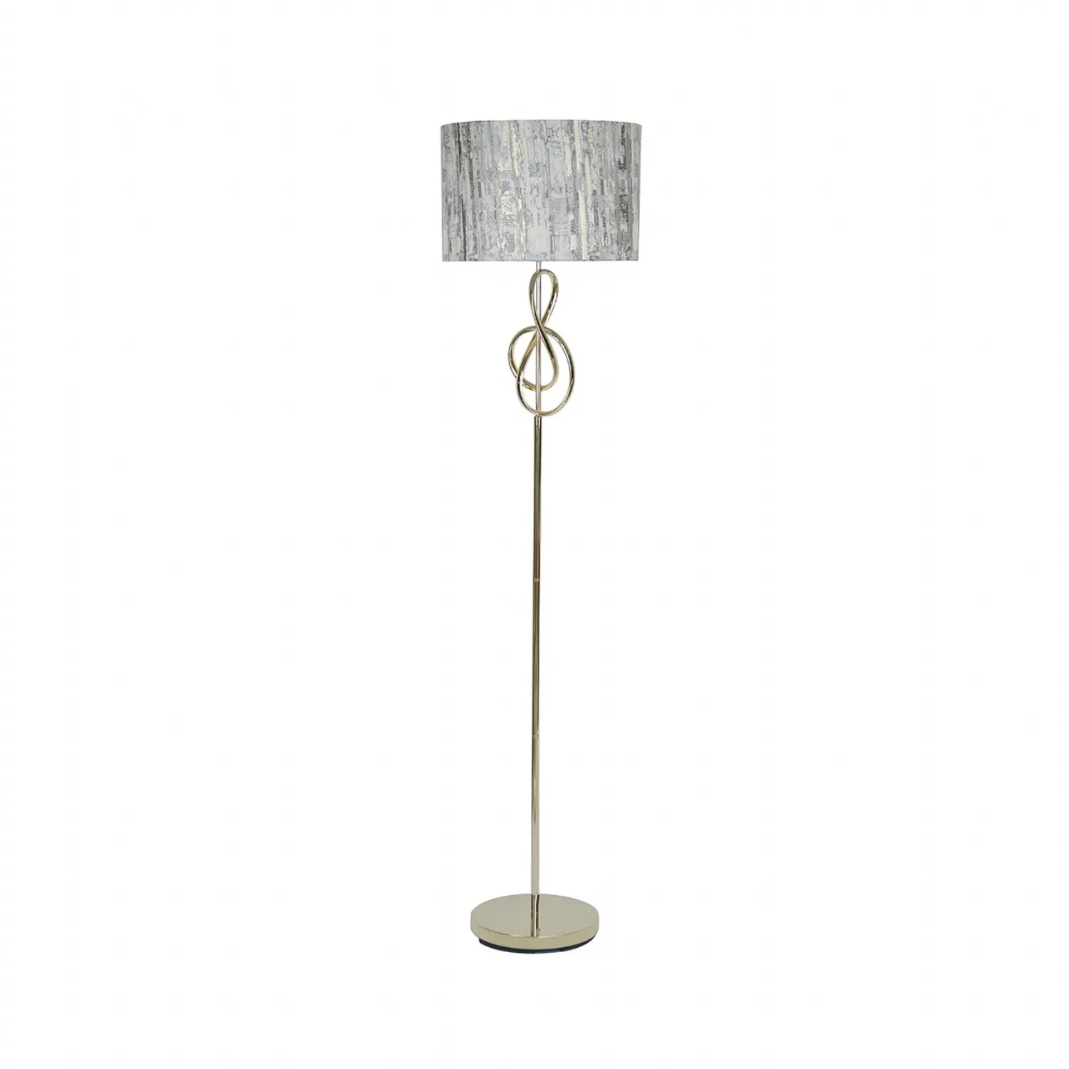159cm Gold G Clef Design Metal Floor Lamp With Grey Linen Shade