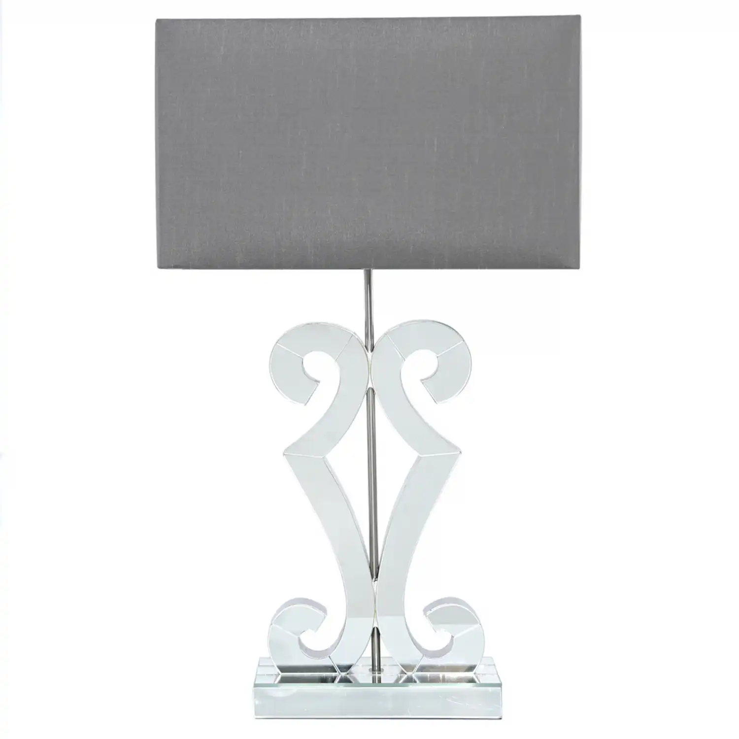 Clear Glass Table Lamp Grey Shade