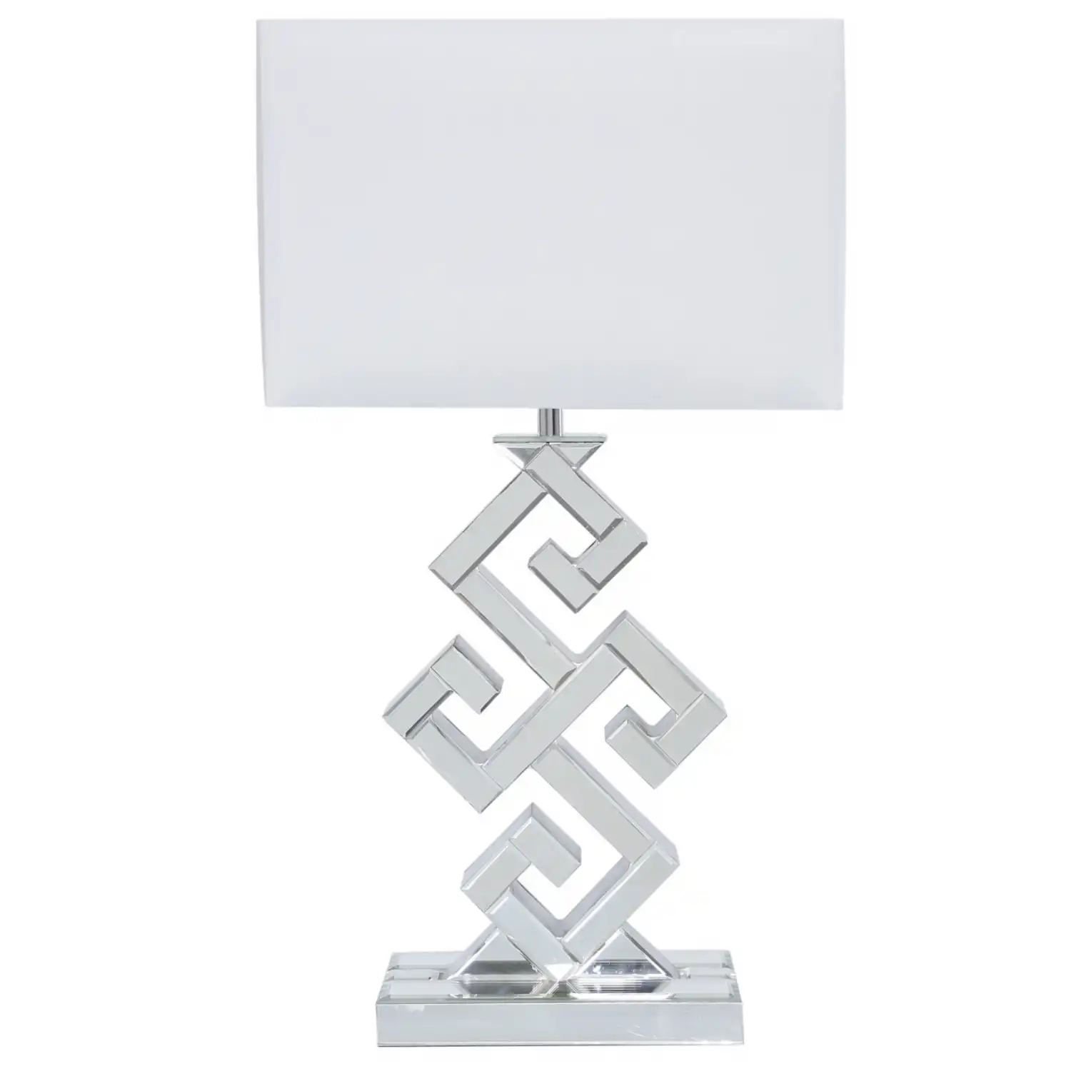 Clear Glass Table Lamp White Shade
