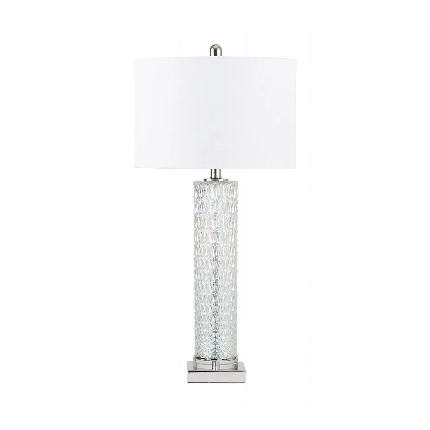 78. 7cm Clear Glass Table Lamp With White Linen Shade