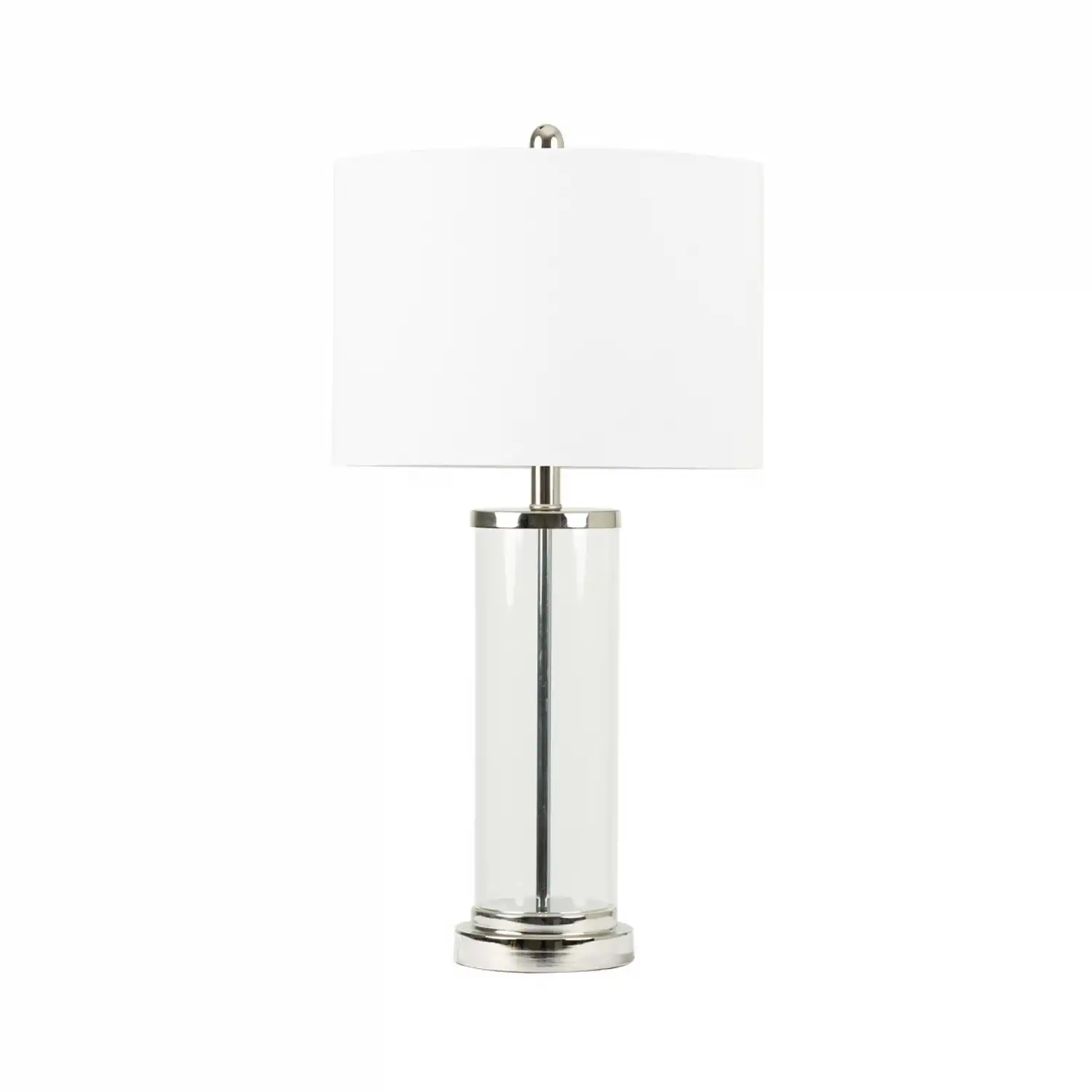 66. 7cm Clear Glass Table Lamp White Linen Shade
