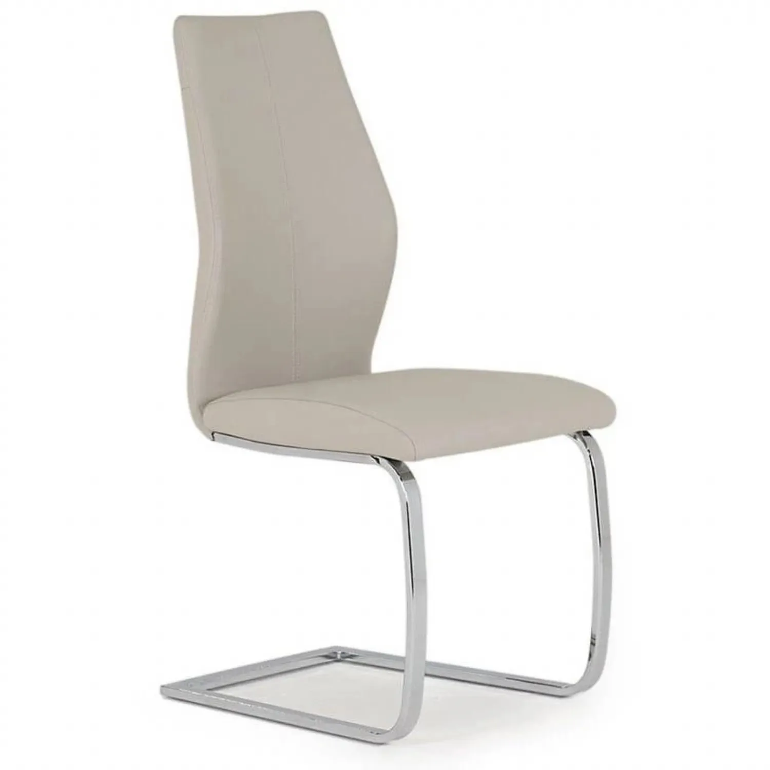 Taupe Cream Leather Dining Chair Chrome Cantilever Legs