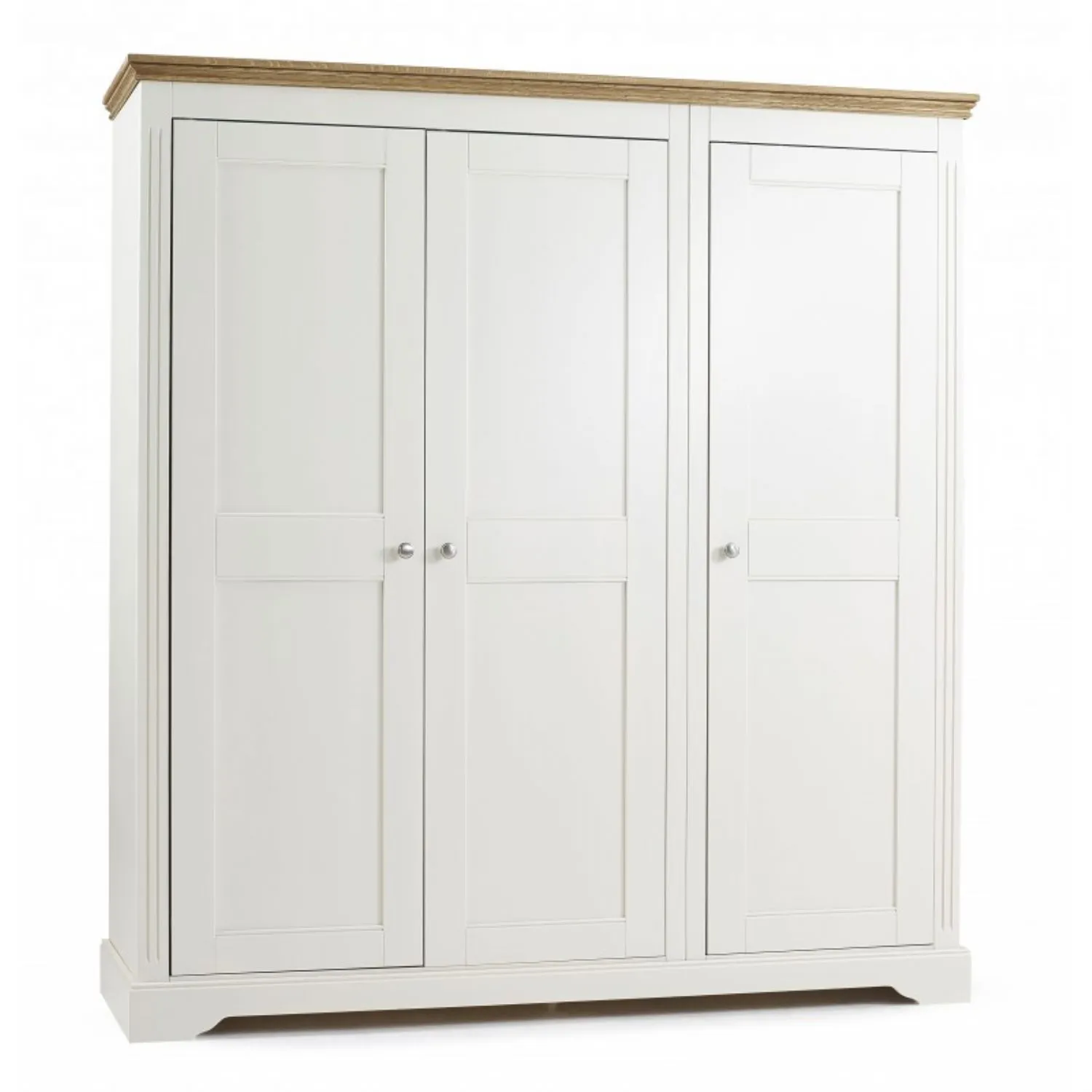 Painted and Solid Oak Profiled Top 3 Door Triple Wardrobe