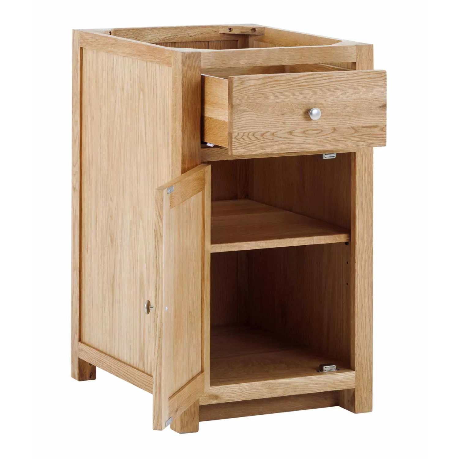 Handmade Oak Kitchens Left 1 Door 1 Drawer Cabinet With soft close drawers