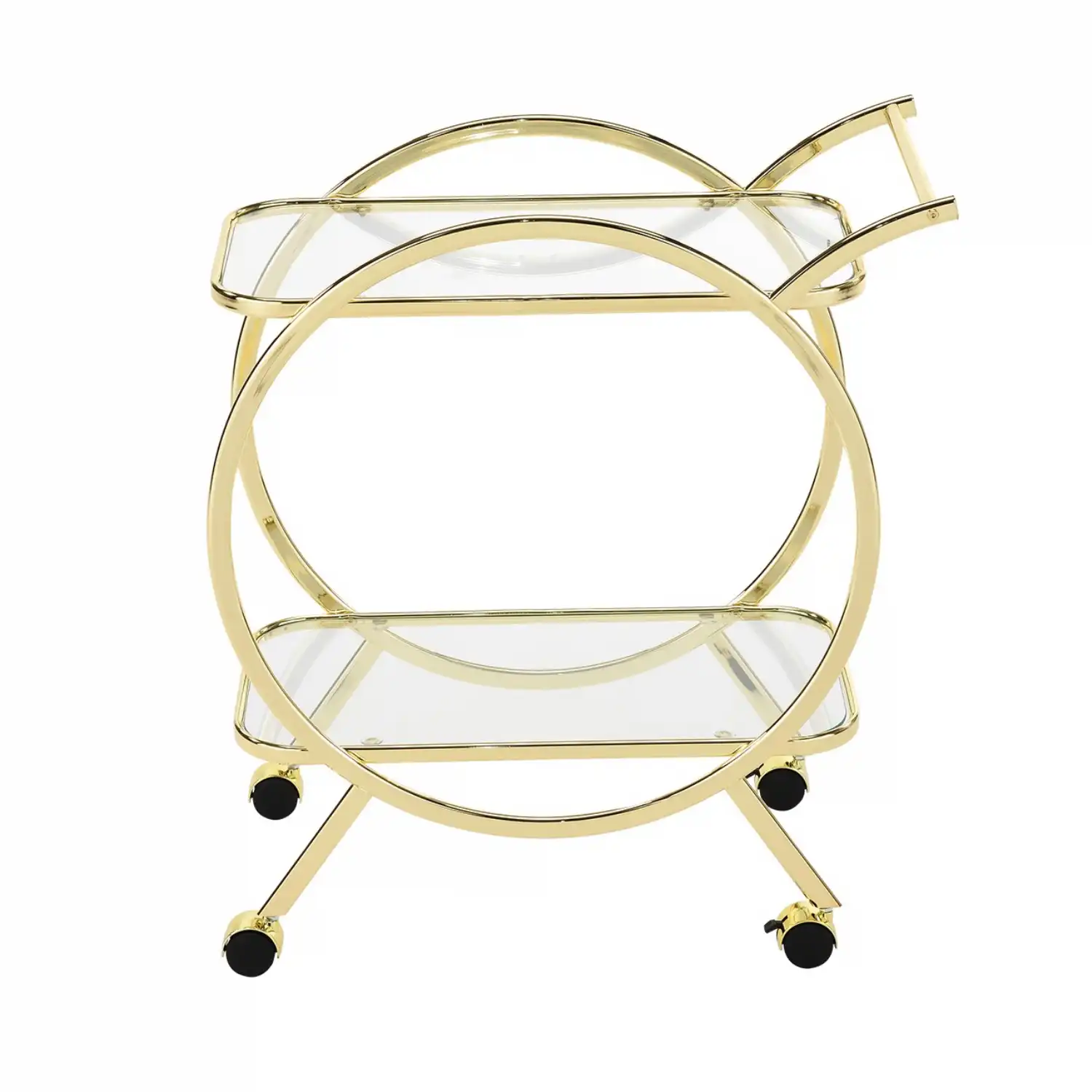 Gold Metal Round Drinks Trolley