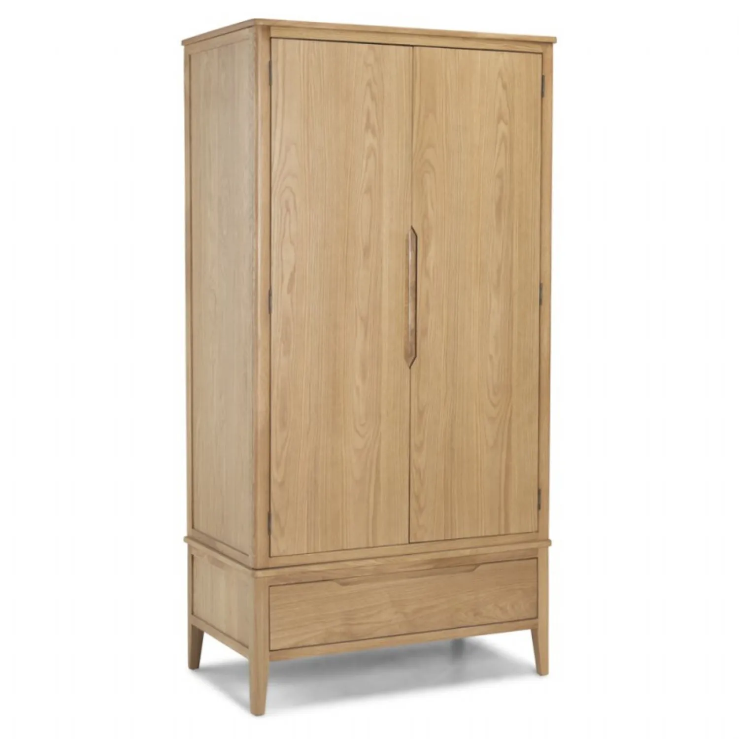 Solid Oak Double Wardrobe With Drawer