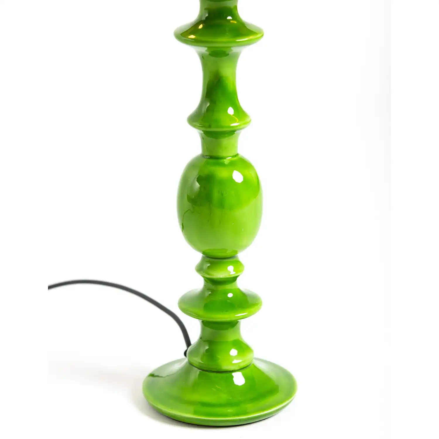 Green Table Lamp with Metallic Lined Velvet Shade
