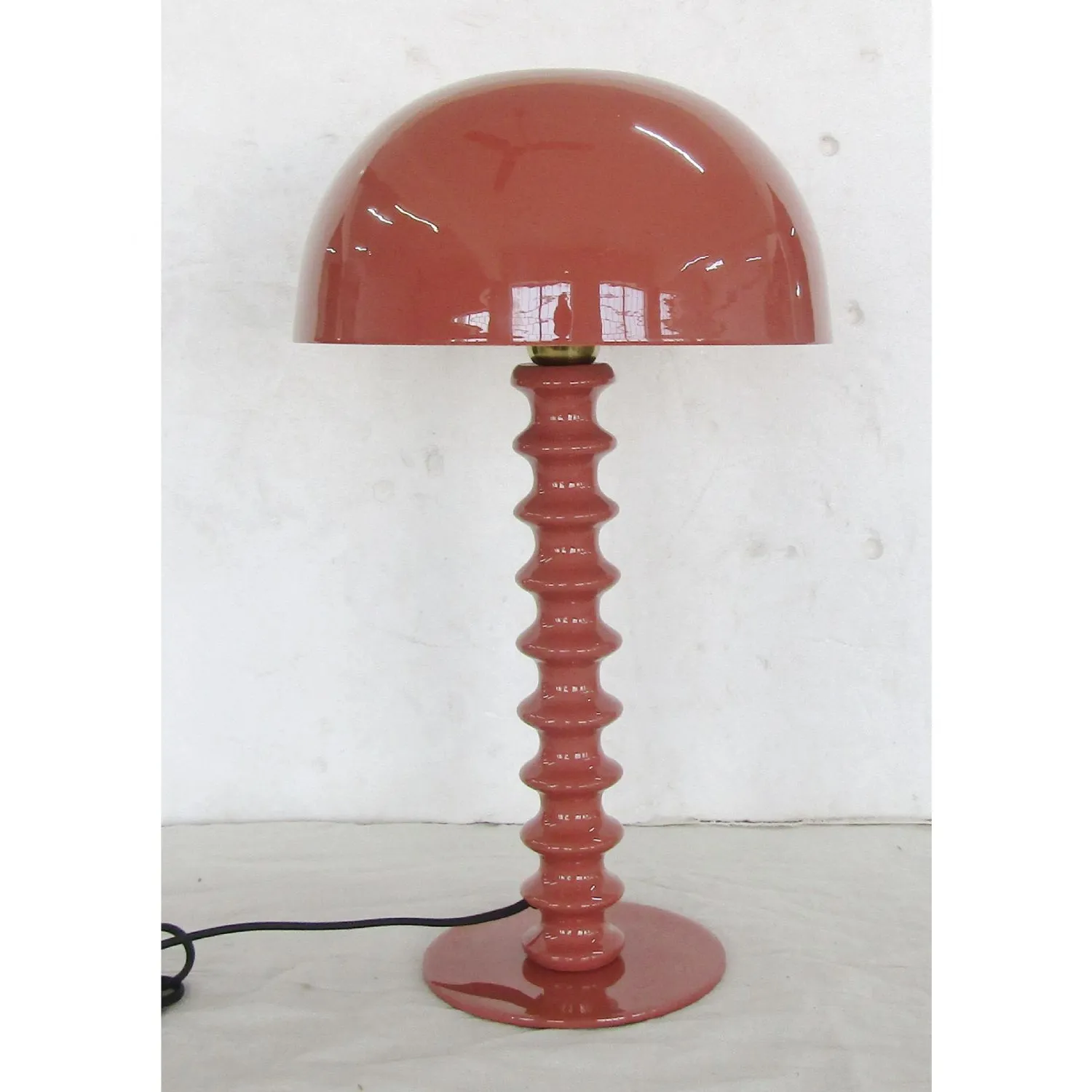 Terracotta Pink Large Ribbed Table Lamp