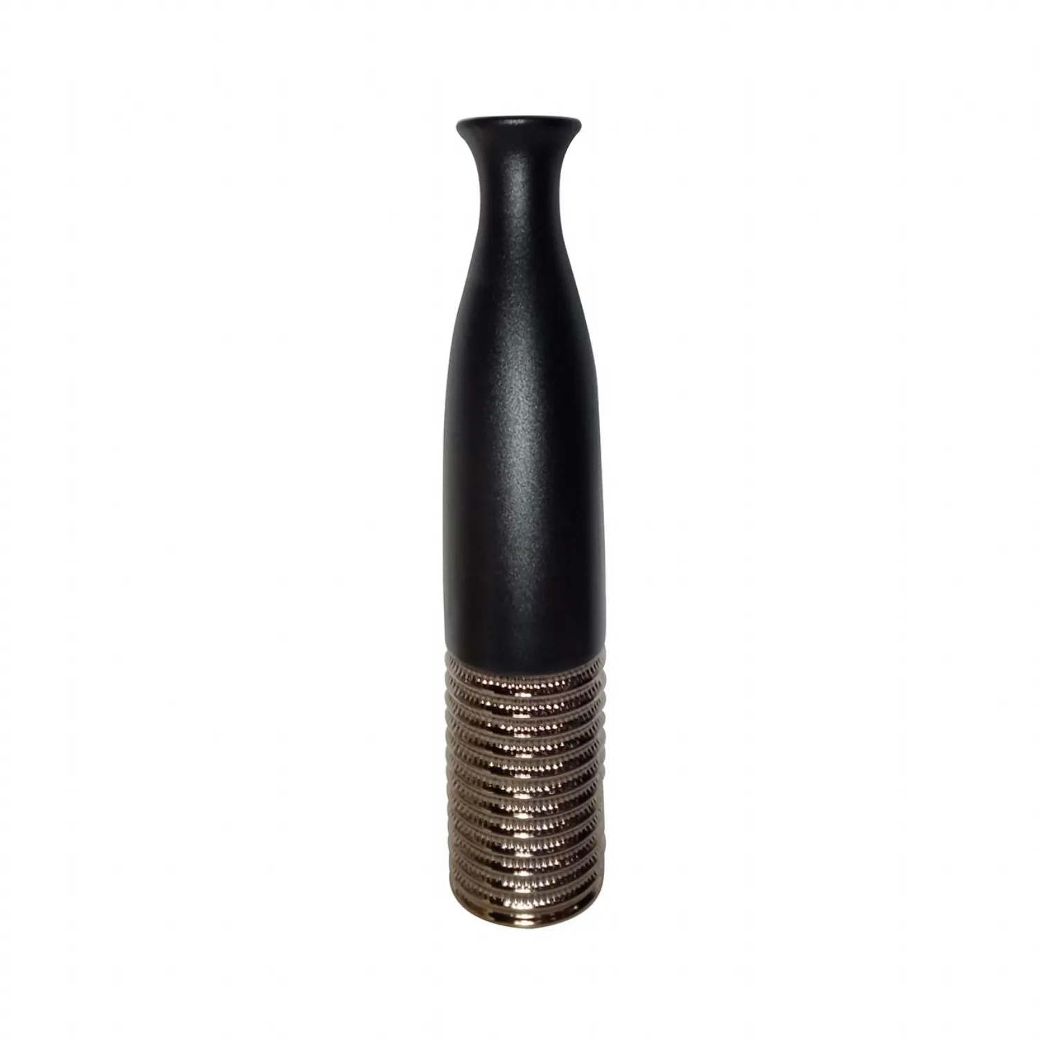 80. 5cm Black And Textured Bronze Ceramic Floor Vase
