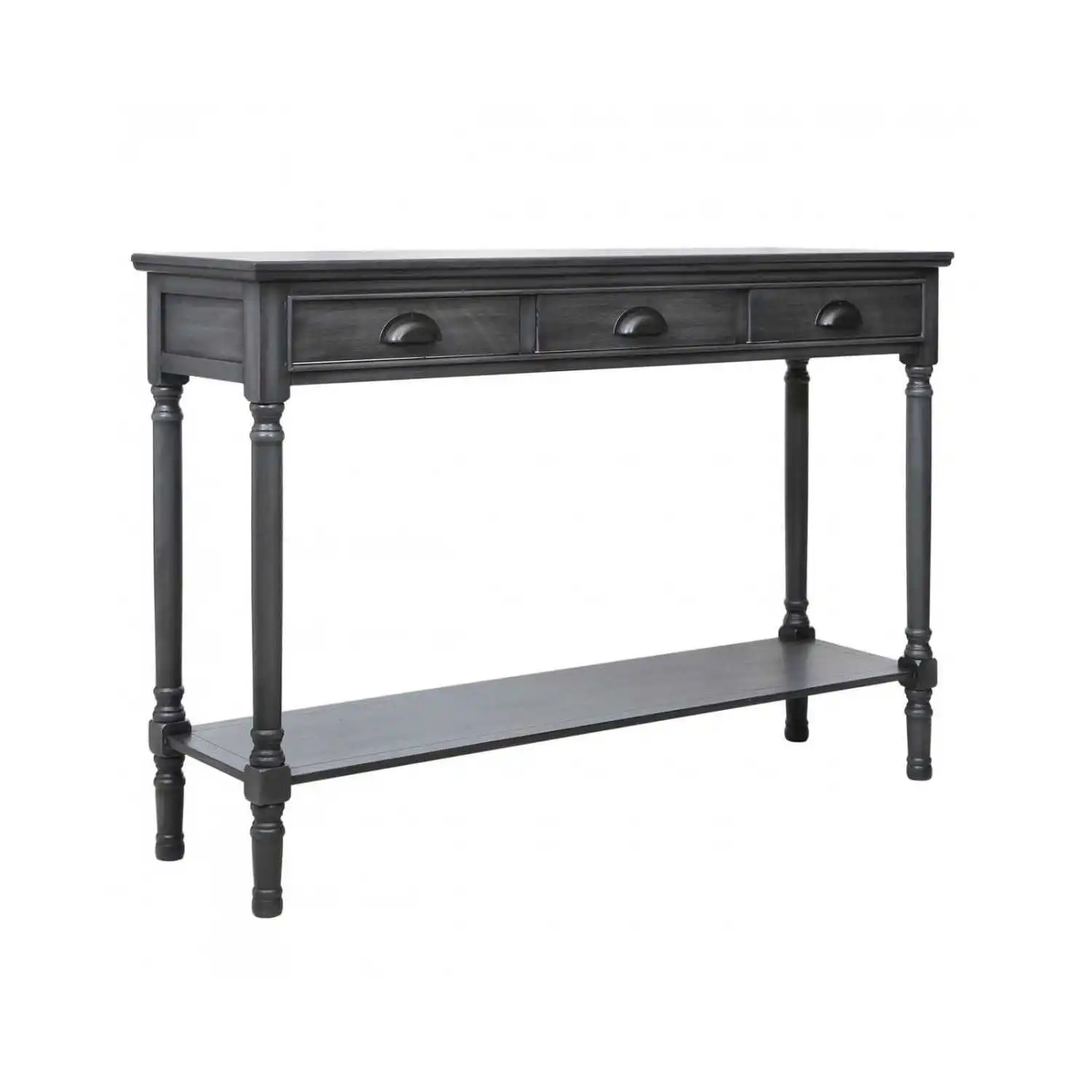 Grey Wooden Large Console Table with Shelf