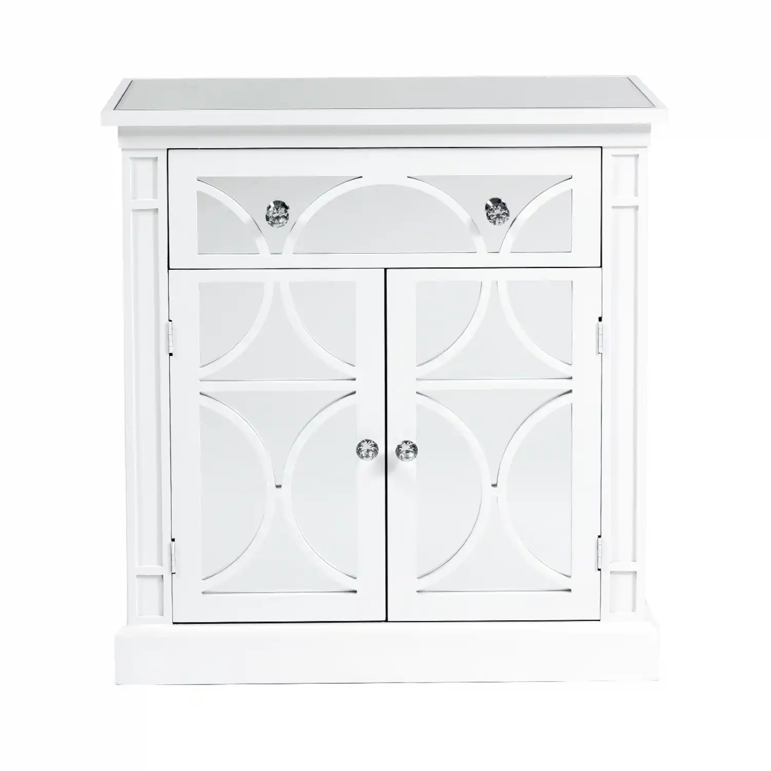 White Wood 2 Door And 1 Drawer Sideboard