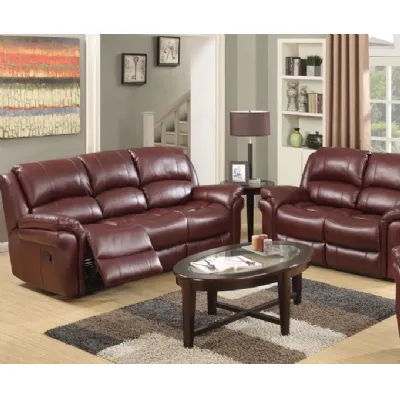 Burgundy Leather Air 3 + 2 Manual Reclining Suite