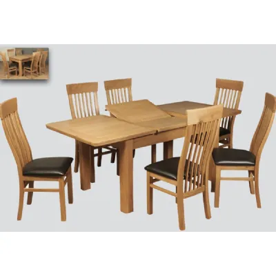 Solid Oak 6ft Extending Table and 6 Oak Chairs