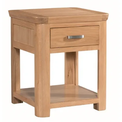 Solid Oak Lamp Table with Drawer