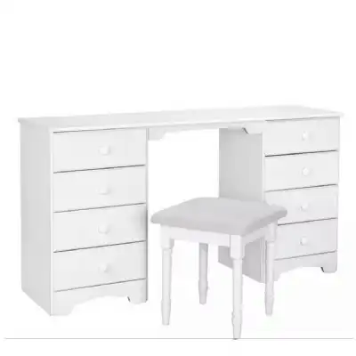 Nordic Dressing Table 4+4 Drawers + Chair in White