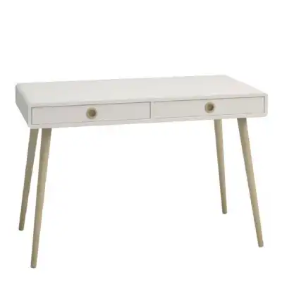 White Home Office Writing Desk 2 Drawers