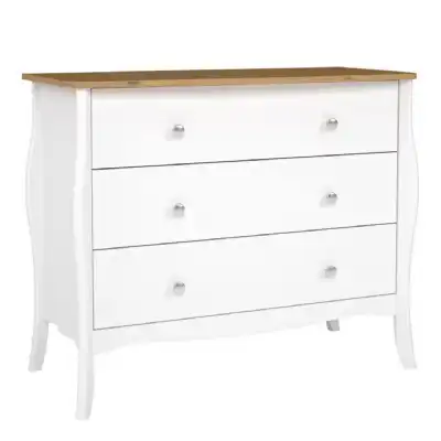 Baroque 3 Drawer Wide Chest Pure White Iced Coffee Lacquer