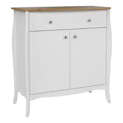Baroque Sideboard 2 Doors 1 Drawer, Pure White Iced Coffee Lacquer