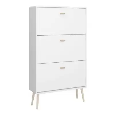 Mino Shoe Cabinet with 3 Folding Doors in Pure White