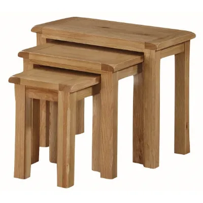 Rustic Solid Oak Nest of Tables