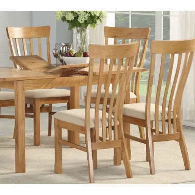 Rustic Solid Oak 120cm Extending Dining Table and 4 Chairs