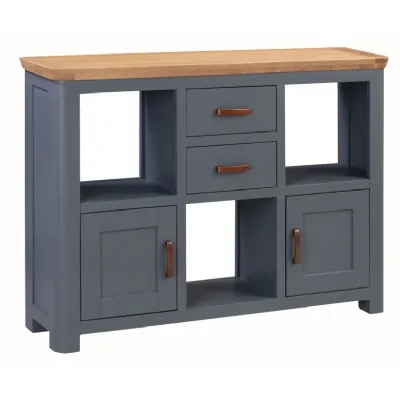 Solid Oak and Blue Low Display Unit