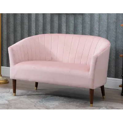Pleated Blush Pink Fabric Accent 2 Seat Sofa