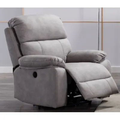 Grey Fabric Electric Recliner Armchair