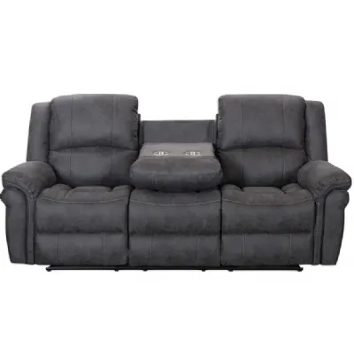 Leather Air Fabric 3 Seat Manual Reclining Sofa