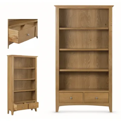 Light Solid Oak 2 Drawer Tall Bookcase