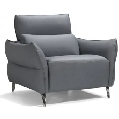Grey Italian Leather Arm Chair