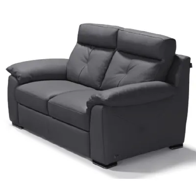 Dark Grey Italian Leather 2 Seat Sofa